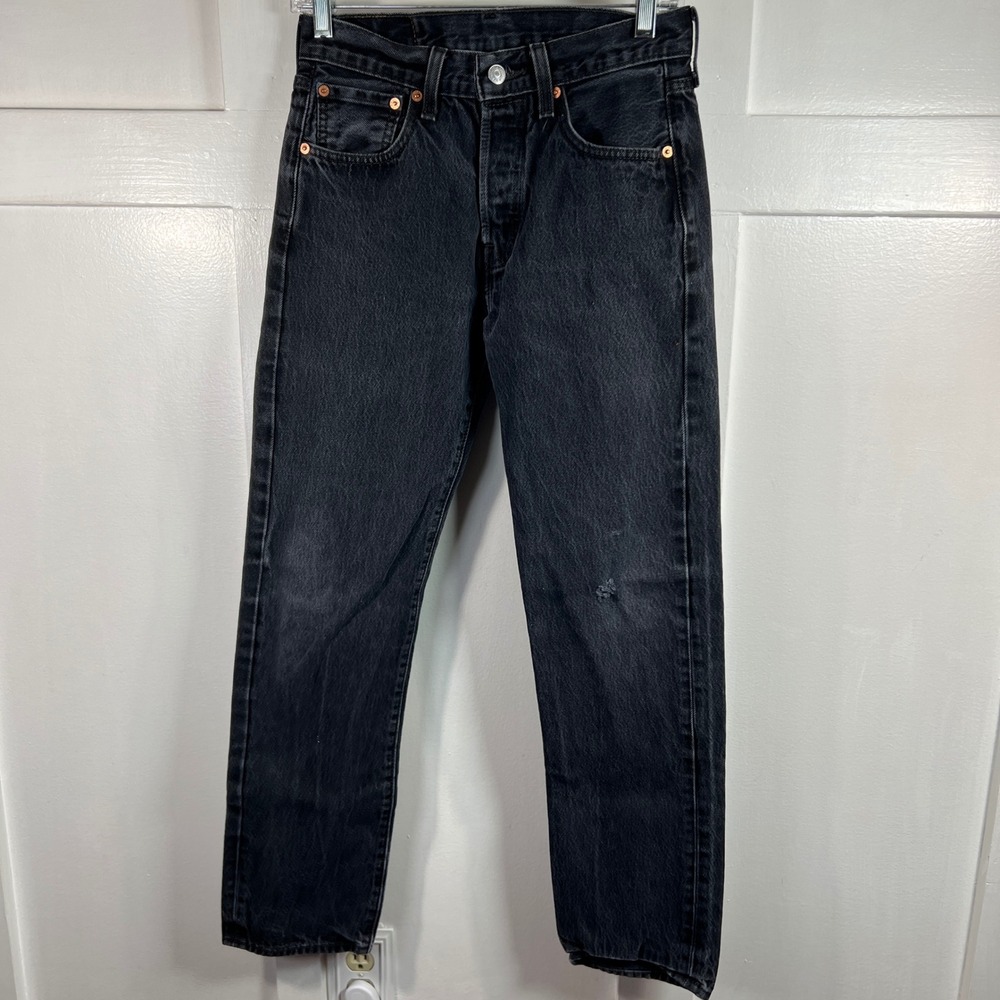 Levis 501 Original Fit Faded Black Distressed Jeans 00501-0660 W29 L32